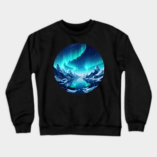 Winter Lake and Aurora Borealis Low Poly Crewneck Sweatshirt